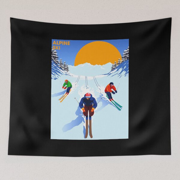 Item preview, Alpine Ski Art Print With Sun designed and sold by plyslimmeri.