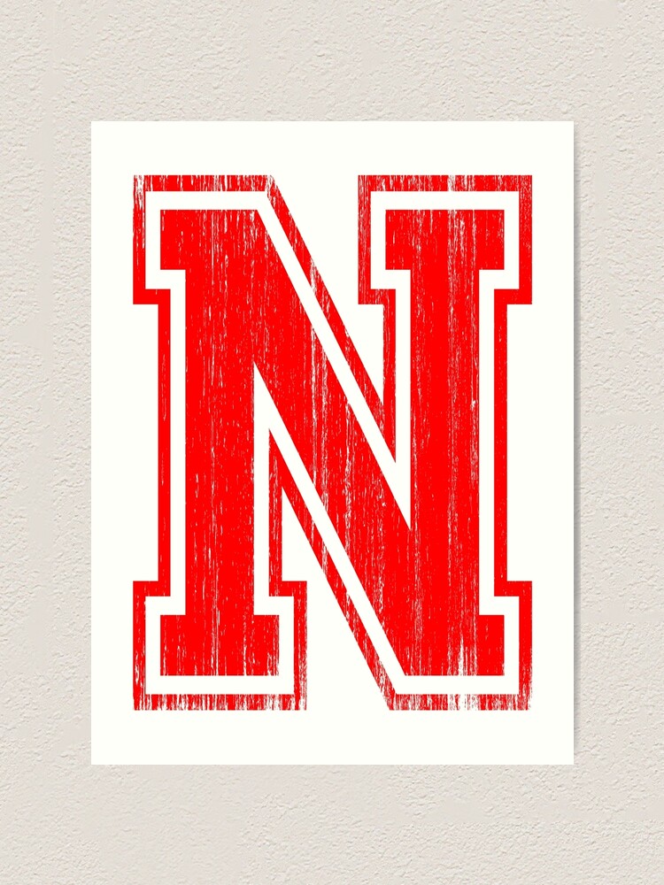 big red letter n art print by adamcampen redbubble