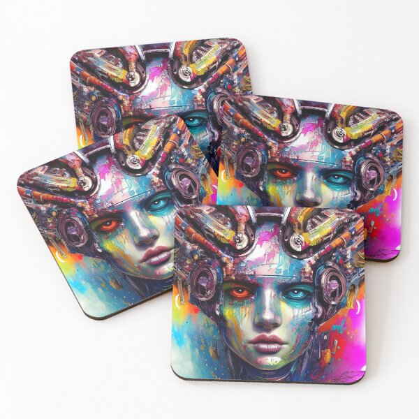 Item preview, Cyberpunk Girl Dripping in Liquid Rainbow designed and sold by LyndiiLoubie.