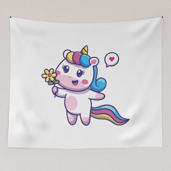 Item preview, Unicorn with Flower Art Design Draw Street Art Kids Cute designed and sold by BK-Fishing.