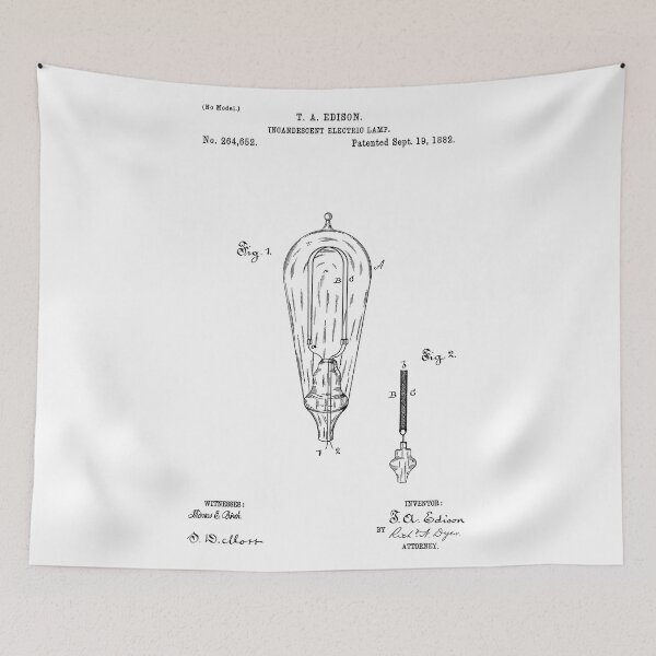 Item preview, Incandescent Light Bulb Patent - T. A. Edison - September 19, 1882 - Black Version designed and sold by Aliasandco.
