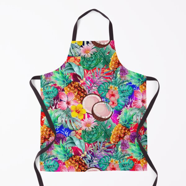 Item preview, Tropical pineapple exotic botanical illustration, coconuts, pineapples, floral tropical fruits,botanical pattern, yellow fruit pattern designed and sold by ZeinabTaha.