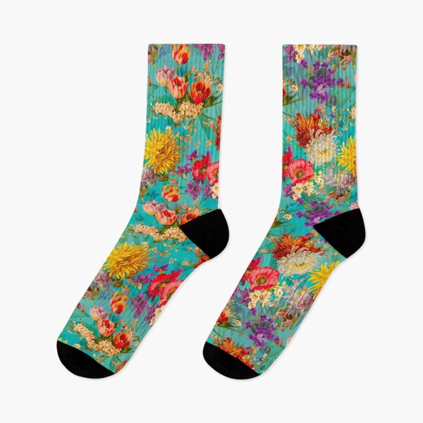 Item preview, Stylish floral pattern paradise, roses and flowers, botanical pattern, flowers illustration, plants pattern, aqua turquoise floral designed and sold by ZeinabTaha.