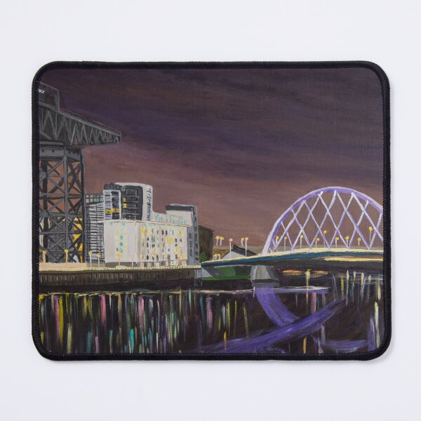 Item preview, Glasgow Night Skyline with Finnieston Crane and Clyde Arc Painting designed and sold by krisgreenwood.