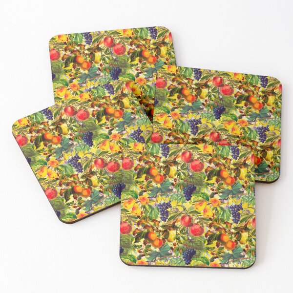 Item preview, Exotic Vintage fruit pattern, vines, vintage florals, botanical pattern, yellow floral illustration  designed and sold by ZeinabTaha.
