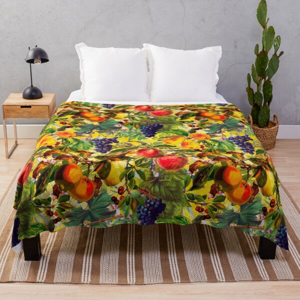 Item preview, Exotic Vintage fruit pattern, vines, vintage florals, botanical pattern, yellow floral illustration designed and sold by ZeinabTaha.