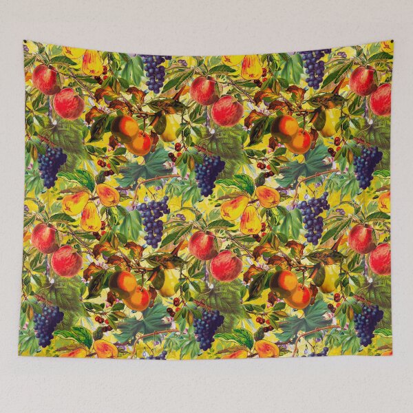 Item preview, Exotic Vintage fruit pattern, vines, vintage florals, botanical pattern, yellow floral illustration  designed and sold by ZeinabTaha.