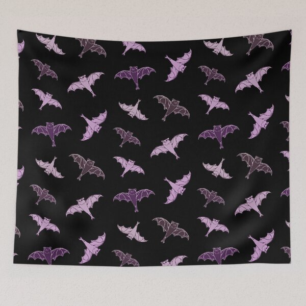 Item preview, sticker set | 7 cute mauve, burgundy, pink flying bats from my drawing | repeating pattern | Halloween designed and sold by DigitalEurydice.