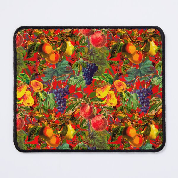 Item preview, Exotic Vintage fruit pattern, vines, vintage florals, botanical pattern, red floral illustration designed and sold by ZeinabTaha.
