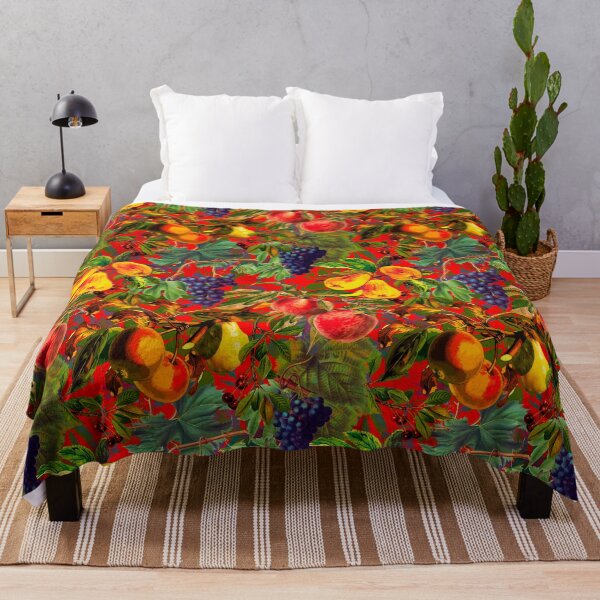 Item preview, Exotic Vintage fruit pattern, vines, vintage florals, botanical pattern, red floral illustration designed and sold by ZeinabTaha.