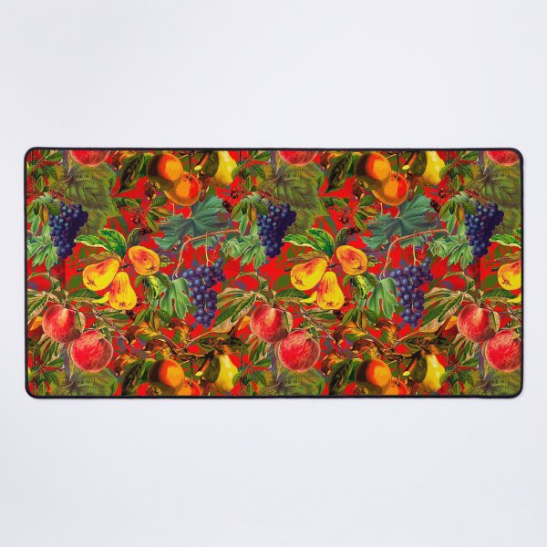 Item preview, Exotic Vintage fruit pattern, vines, vintage florals, botanical pattern, red floral illustration designed and sold by ZeinabTaha.