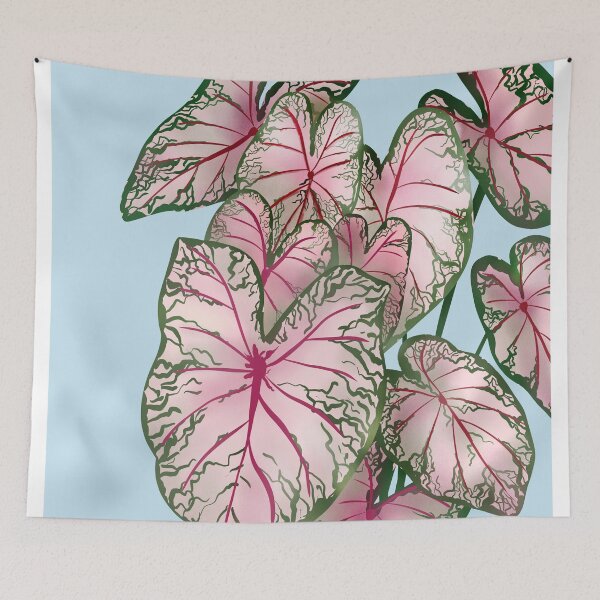 Item preview, Caladium Pink Beauty Illustration On Blue designed and sold by Ana Moguš.