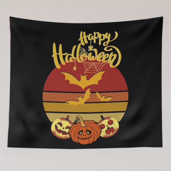 Item preview,  Happy Halloween Scary Evil Pumpkin Funny Pumpkin Vintage Retro  designed and sold by BearCaveDesigns.
