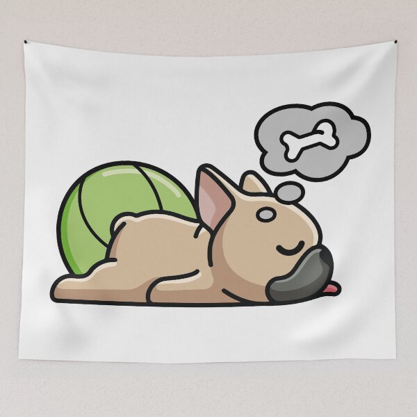 Item preview, Bulldog francés perezoso y divertido durmiendo mientras sueña con un hueso designed and sold by bolkibox.