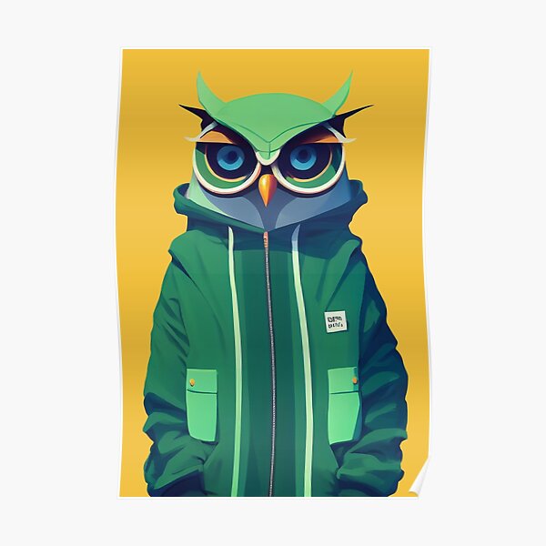 Copie de Owl dressed in style - cool owl Poster