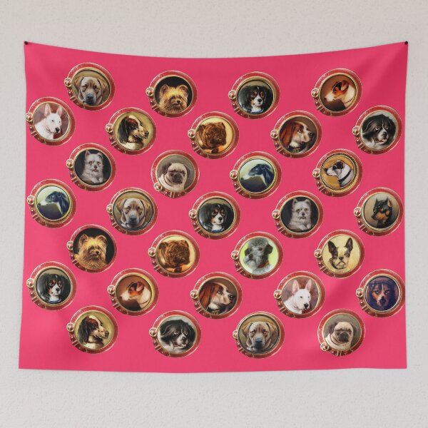 Item preview, VICTORIAN ENAMELS Miniature  Dog Portraits Pattern in Pink designed and sold by BulganLumini.