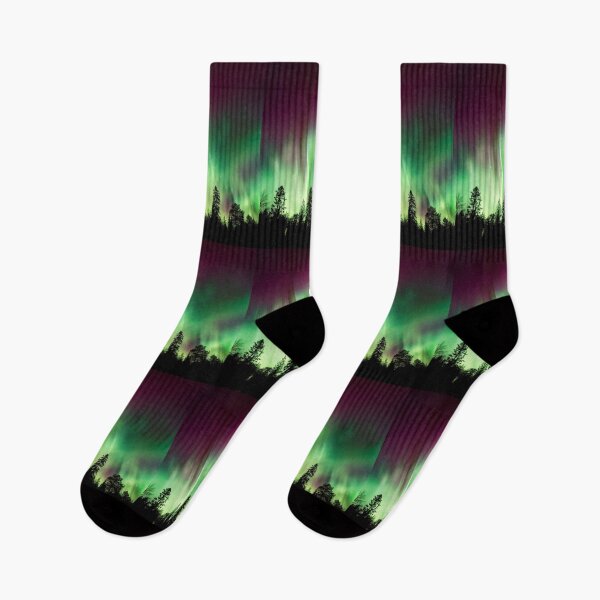 Item preview, BEAUTIFUL GREEN NORTHERN LIGHTS IN THE WOODS designed and sold by MJ96-PRO.