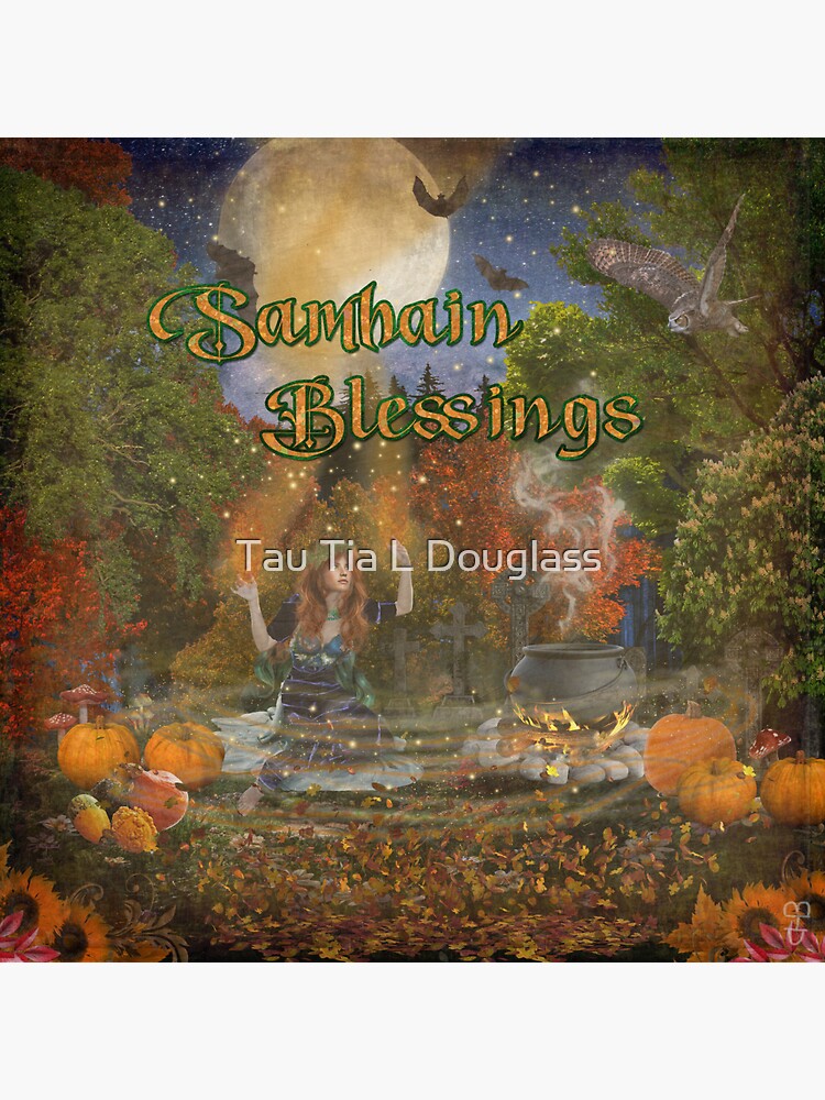 Thumbnail 3 of 3, Sticker, Samhain Blessings designed and sold by PurplePeacock.