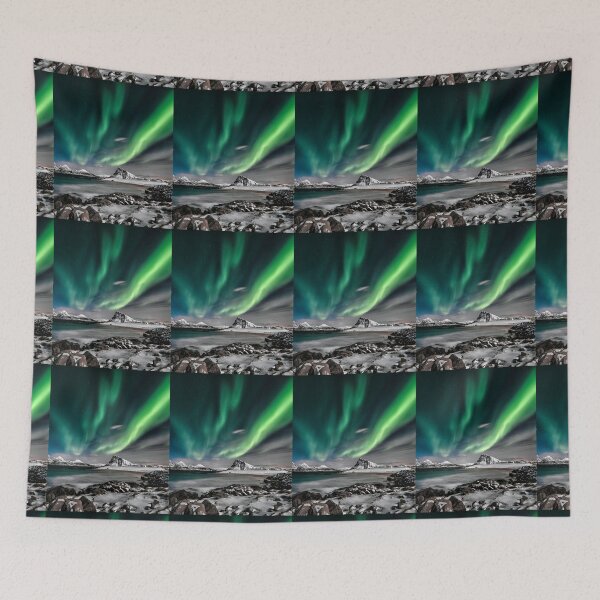 Item preview, GREEN NORTHERN LIGHTS OVER THE MOUNTAINS designed and sold by MJ96-PRO.