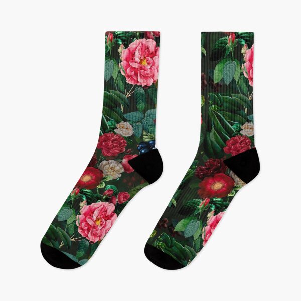 Item preview, Stylish Floral night garden, Vintage flowers and roses, botanical floral pattern, black vintage botanical designed and sold by ZeinabTaha.