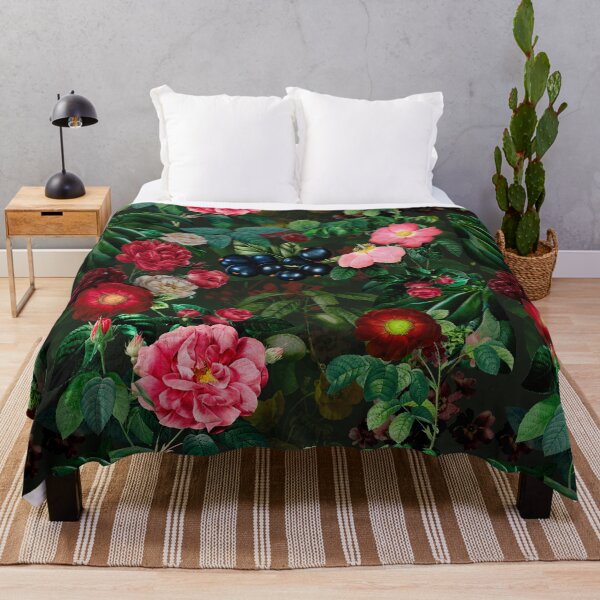 Item preview, Stylish Floral night garden, Vintage flowers and roses, botanical floral pattern, black vintage botanical designed and sold by ZeinabTaha.
