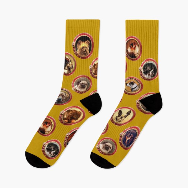 Item preview, VICTORIAN ENAMELS Miniature  Dog Portraits Pattern in Yellow designed and sold by BulganLumini.