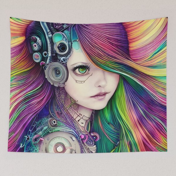 Item preview, Rainbow Haired Cyber Girl designed and sold by LyndiiLoubie.