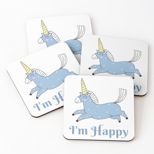 Item preview, Happy Blue Unicorn, I'm Happy design designed and sold by Dven-Clothes.