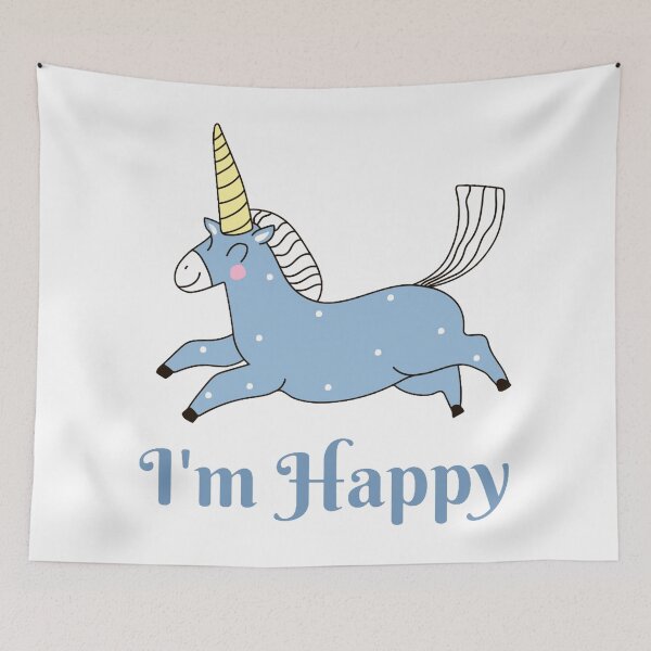 Item preview, Happy Blue Unicorn, I'm Happy design designed and sold by Dven-Clothes.