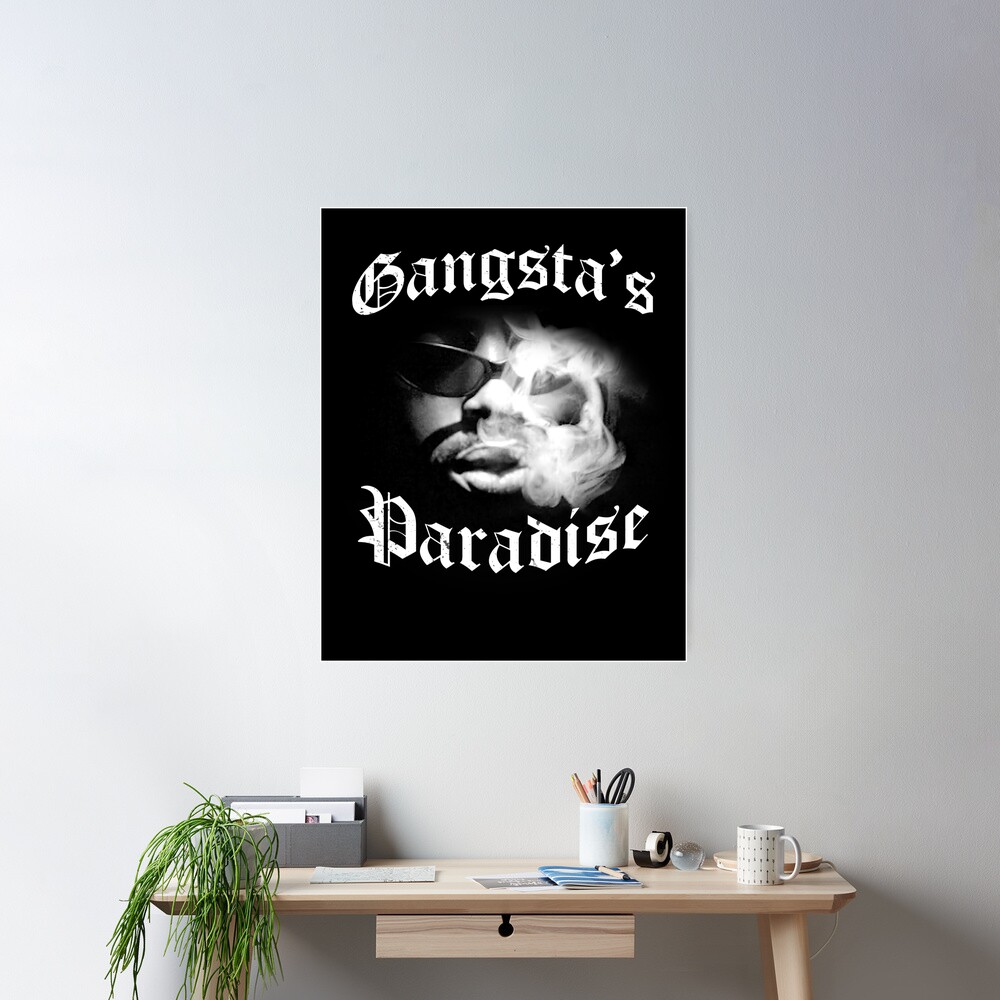 Coolio - Gangsta's Paradise // Lyrics // 90's // Rap // A3 // A4 // A5 /  Typography // Poster / Wall Art / Present / Print // Monochrome //