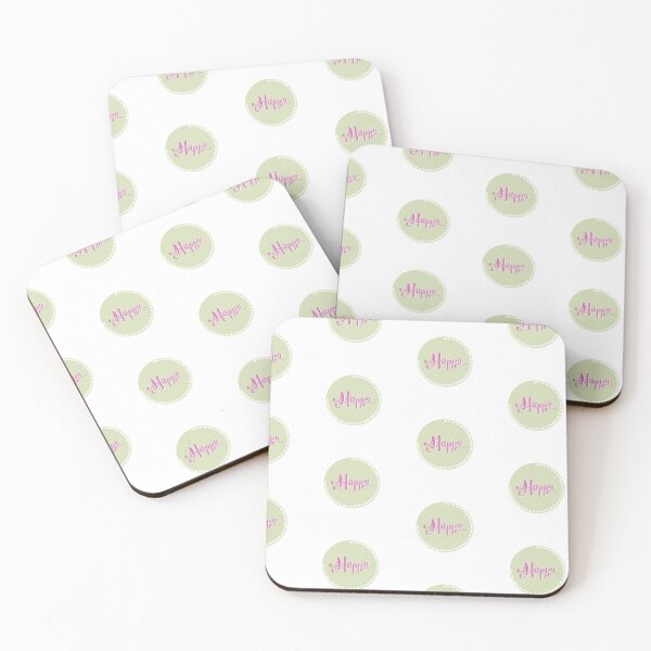 Item preview, Happy in pink, green background, white dots designed and sold by Antique-Gifts.
