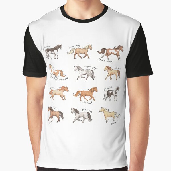 Aperçu de l'œuvre Chevaux avec différentes couleurs de pelage et marques sur fond blanc créée et vendue par HazelFisher.