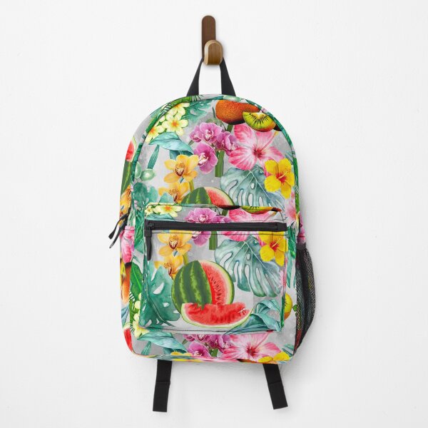 Item preview, Tropical watermelon exotic botanical illustration, coconuts, watermelons, floral tropical fruits, botanical pattern, grey fruit pattern designed and sold by ZeinabTaha.