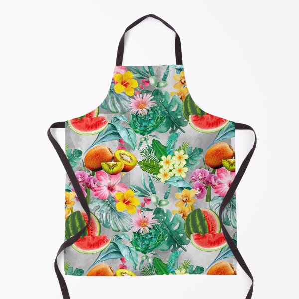 Item preview, Tropical watermelon exotic botanical illustration, coconuts, watermelons, floral tropical fruits, botanical pattern, grey fruit pattern designed and sold by ZeinabTaha.