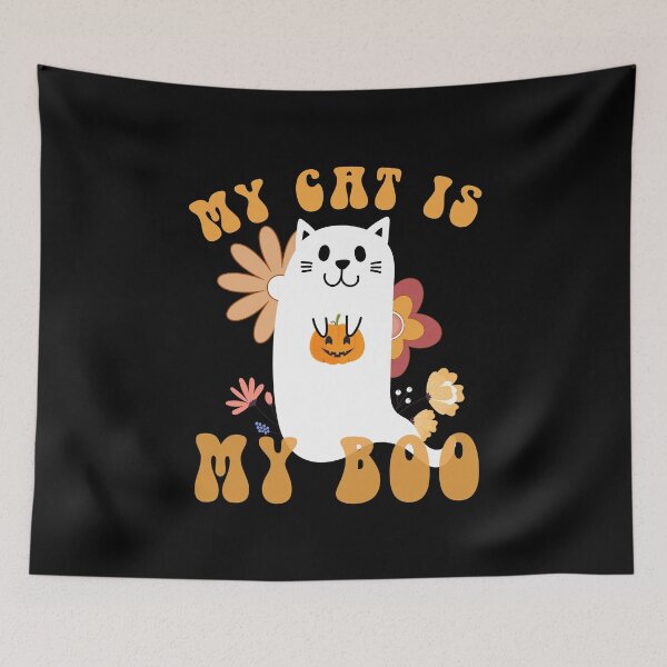 Item preview, My Cat Is My Boo groovy halloween cat lovers ghost designed and sold by Dieowl.