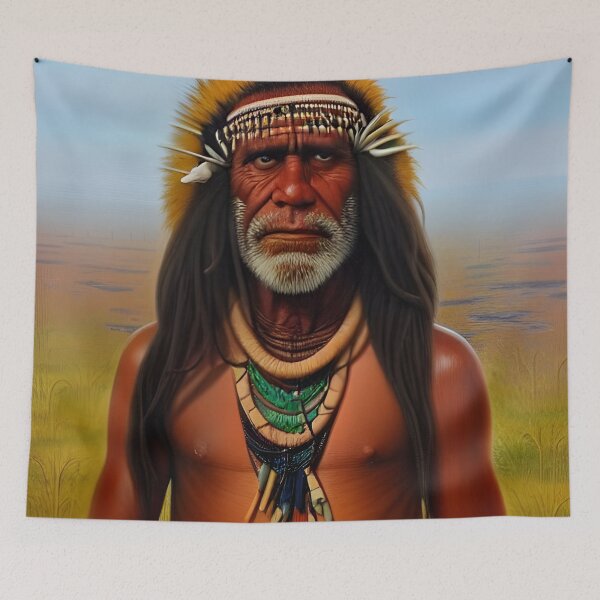 Item preview, Portrait of Australian Aborigine shaman designed and sold by Colin Bentham.