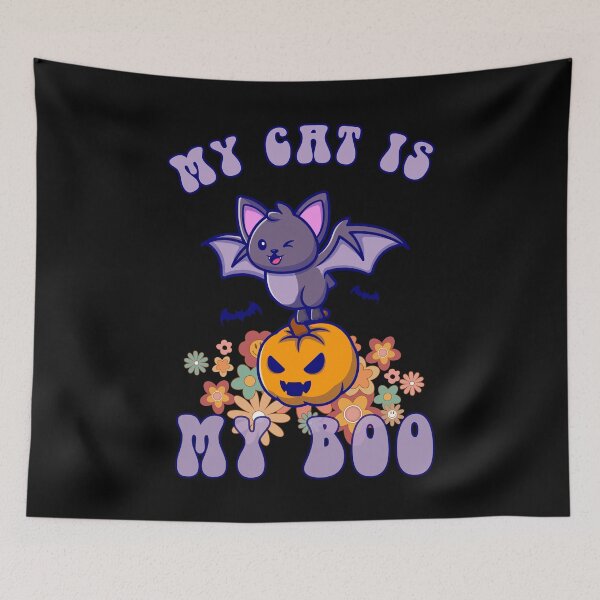 Item preview, My Cat Is My Boo groovy halloween cat lovers ghost designed and sold by Dieowl.