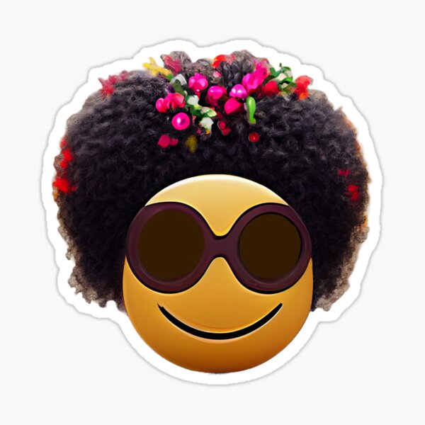 "Afro Smiley Emoji" Sticker for Sale by ArtBySparty Redbubble