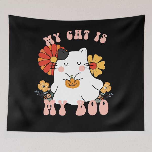 Item preview,  My Cat Is My Boo groovy halloween cat lovers ghost designed and sold by Dieowl.