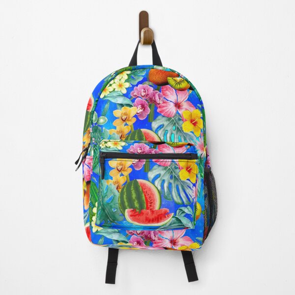 Item preview, Tropical watermelon exotic botanical illustration, coconuts, watermelons, floral tropical fruits, botanical pattern, blue fruit pattern designed and sold by ZeinabTaha.