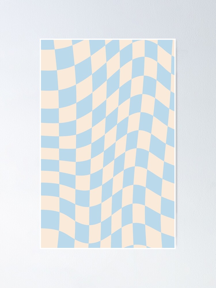 Aesthetic Simple Modern Wavy Blue Checkered Design | Sticker