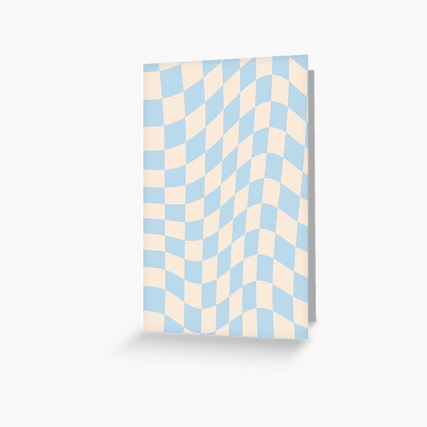 Aesthetic Simple Modern Wavy Blue Checkered Design | Greeting Card