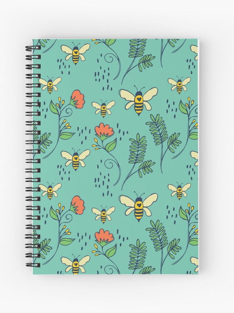 Thumbnail 1 of 3, Spiral Notebook, Bees and Flowers designed and sold by Jacqueline Hurd.