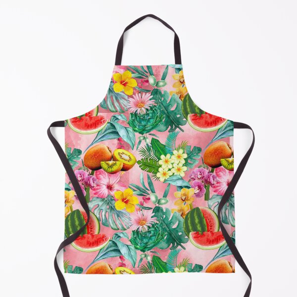 Item preview, Tropical watermelon exotic botanical illustration, coconuts, watermelons, floral tropical fruits, botanical pattern, blush pink fruit pattern designed and sold by ZeinabTaha.