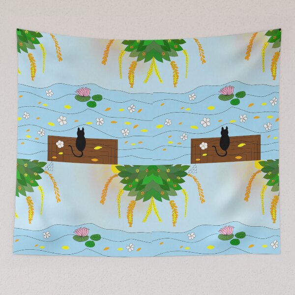 Item preview,  Cat watching sunset at a beautiful riverside. designed and sold by Darkies-store.