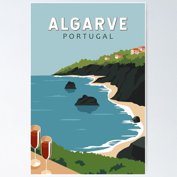 Artikel-Vorschau von Algarve Portugal Retro Reisekunst Vintage, designt und verkauft von KrisSidDesigns.