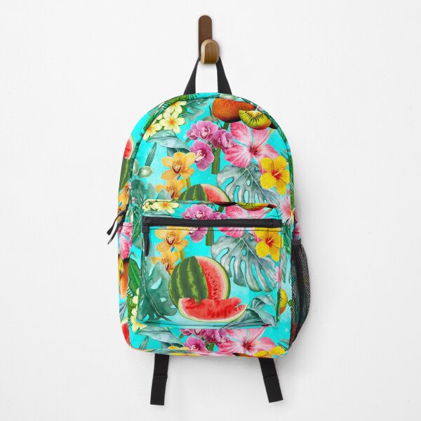 Item preview, Tropical watermelon exotic botanical illustration, coconuts, watermelons, floral tropical fruits, botanical pattern, turquoise fruit pattern designed and sold by ZeinabTaha.