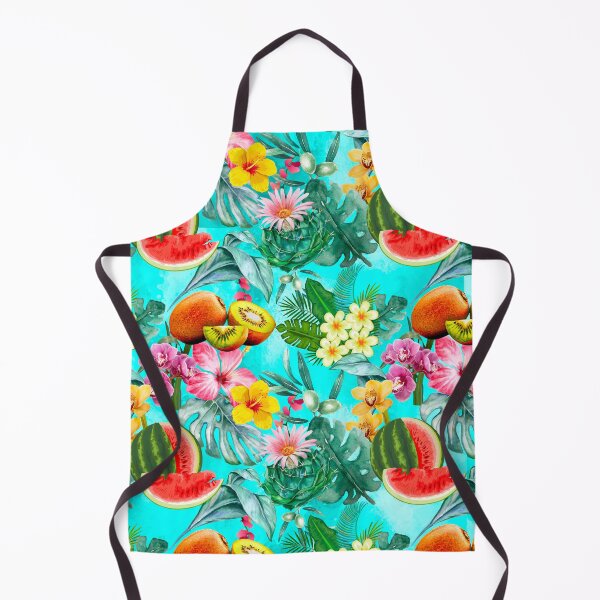 Item preview, Tropical watermelon exotic botanical illustration, coconuts, watermelons, floral tropical fruits, botanical pattern, turquoise fruit pattern designed and sold by ZeinabTaha.