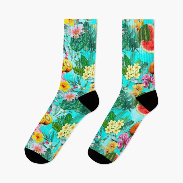 Item preview, Tropical watermelon exotic botanical illustration, coconuts, watermelons, floral tropical fruits, botanical pattern, turquoise fruit pattern designed and sold by ZeinabTaha.