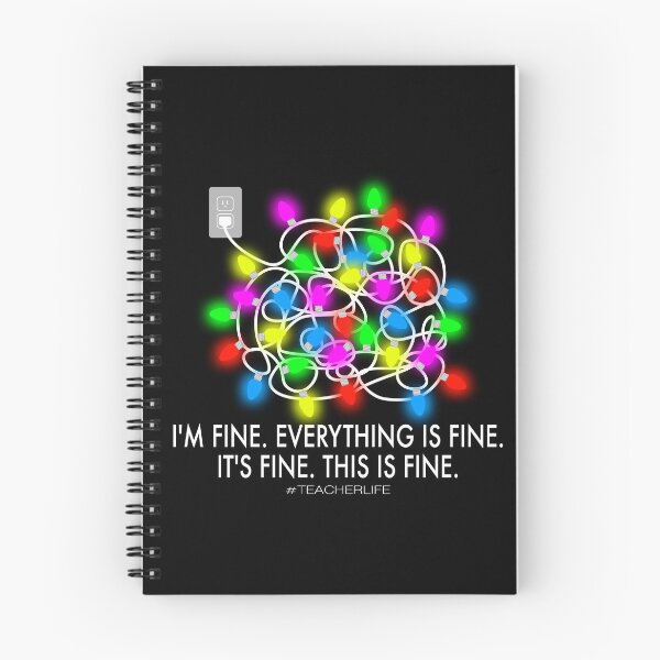 Item preview, I'm Fine, Everything is Fine, It's Fine, This is Fine #TeacherLife Christmas Lights Tangled Ball designed and sold by Jocelyn Sperduto Art.